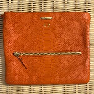 GiGi New York Should Bag Python Embossed Orange Shoulder Bag, Monogrammed